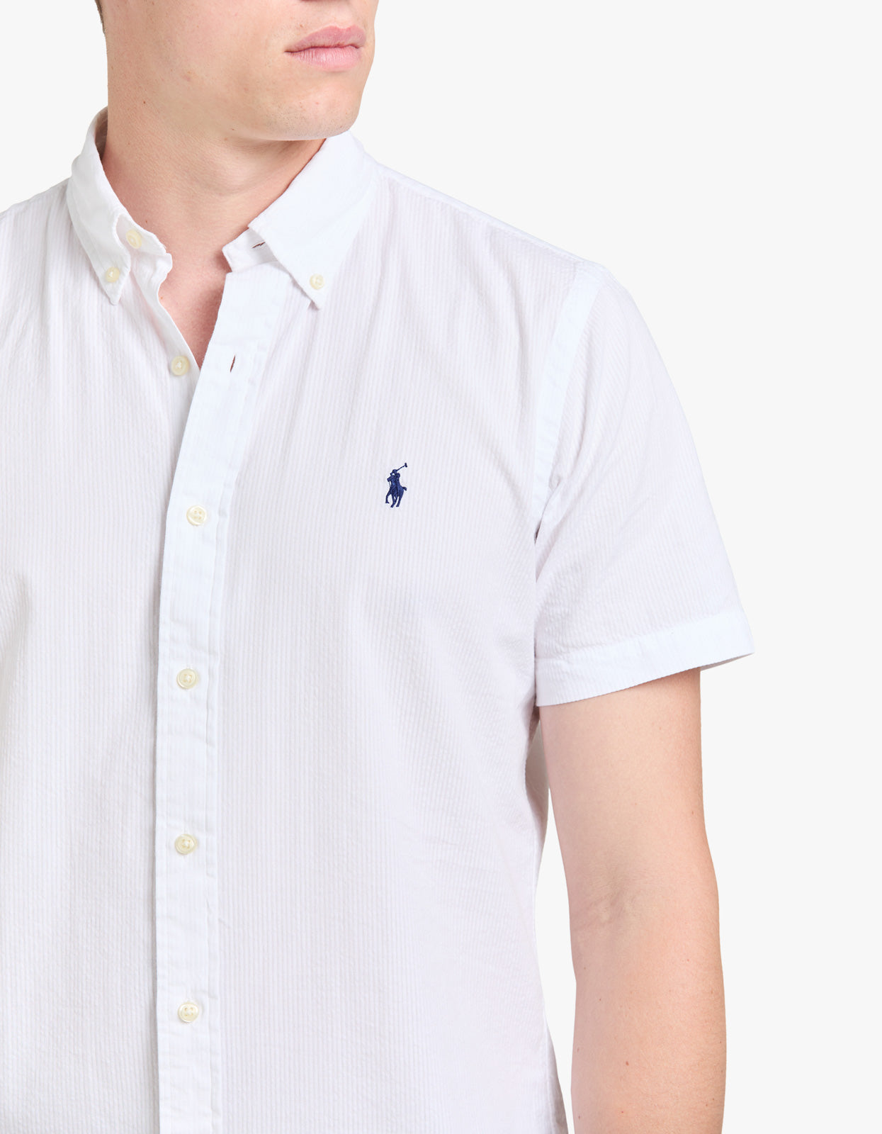 Custom Fit Seersucker Shirt - White