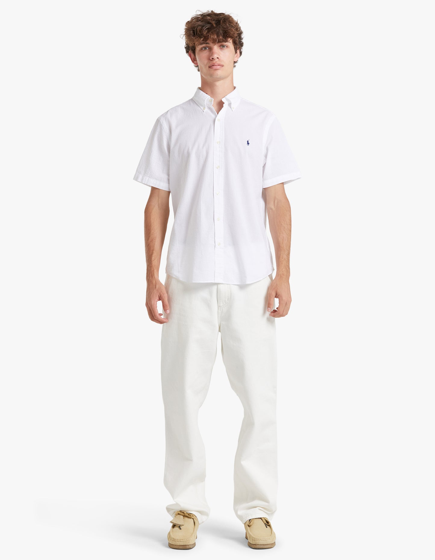 Custom Fit Seersucker Shirt - White