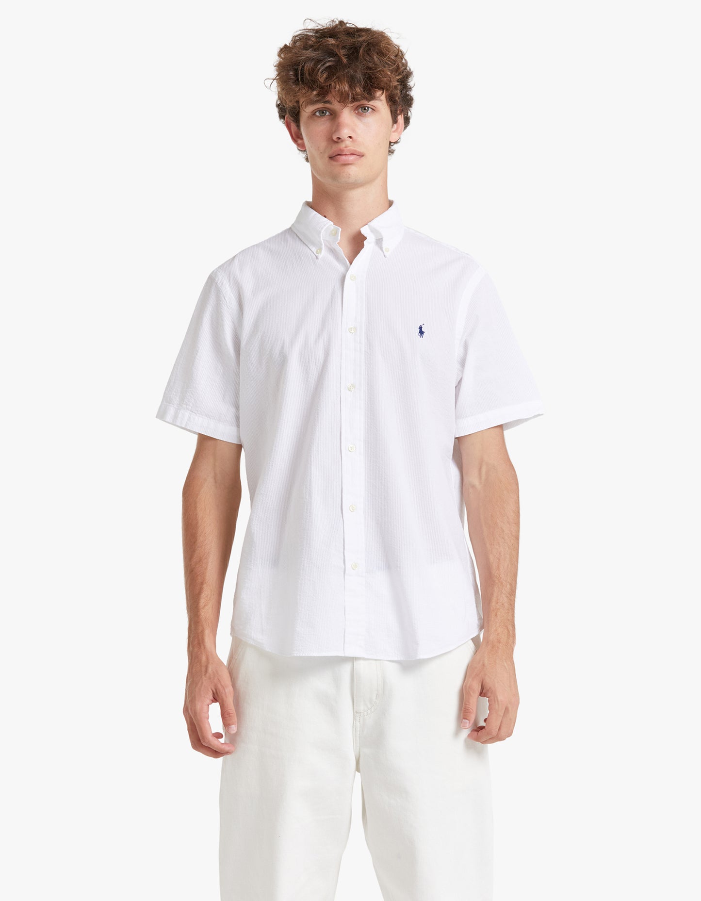 Custom Fit Seersucker Shirt - White