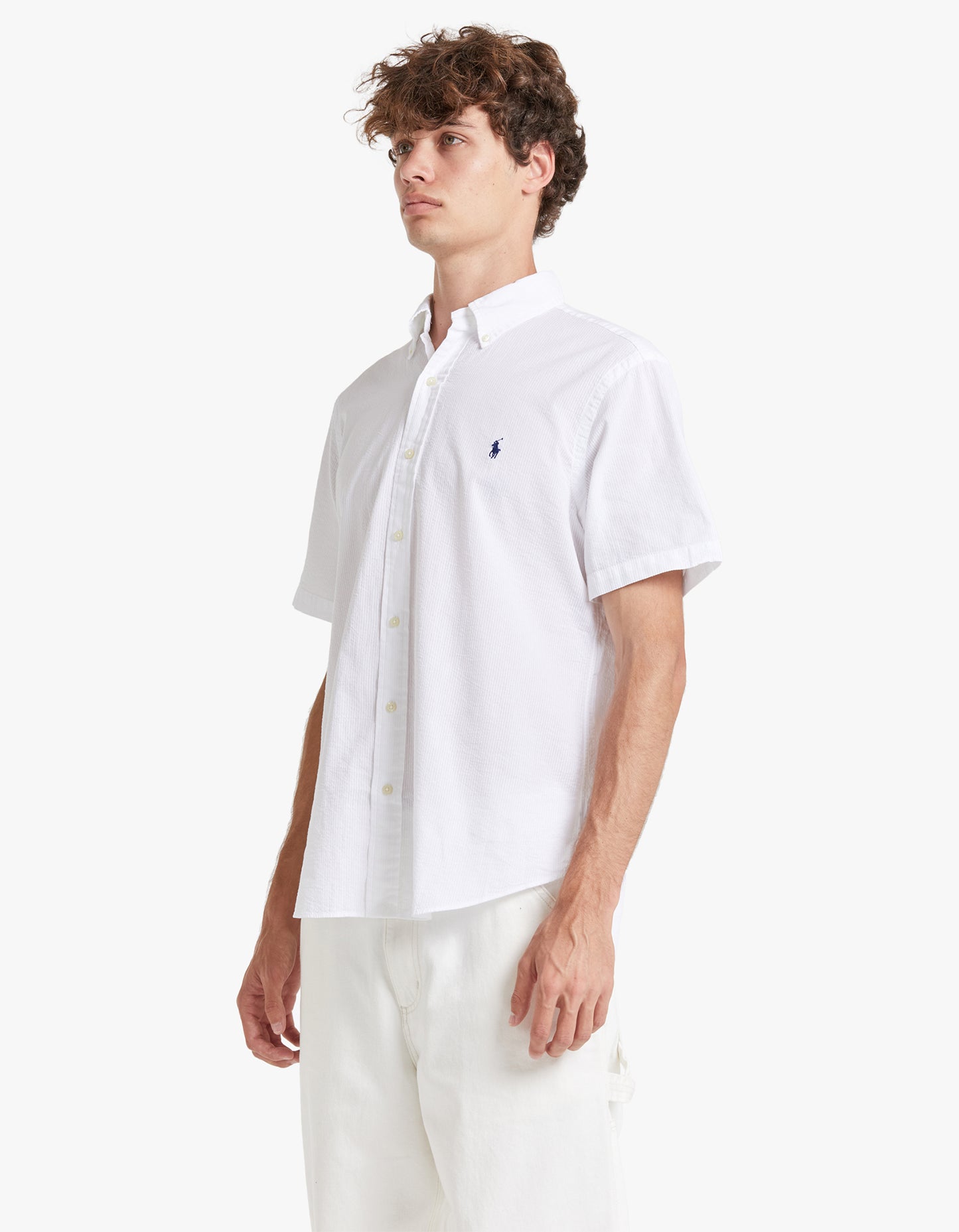 Custom Fit Seersucker Shirt - White