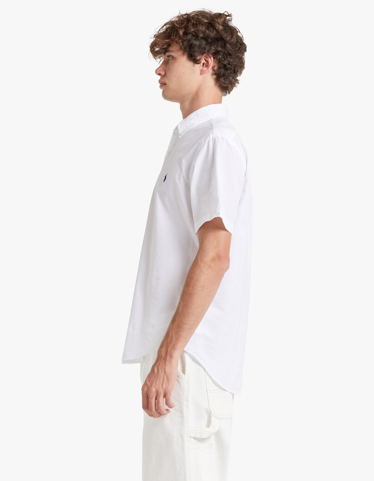 Custom Fit Seersucker Shirt - White