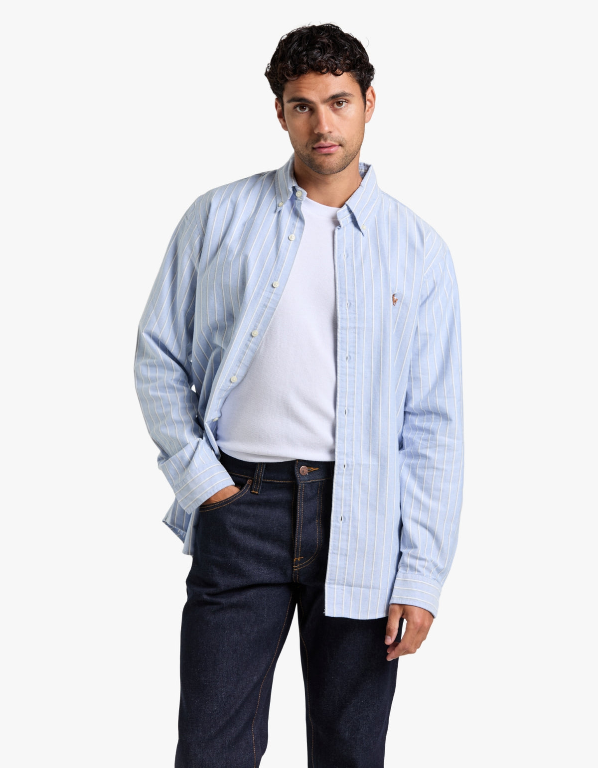 Custom Fit Striped Oxford Shirt - 6832A Blue Multi