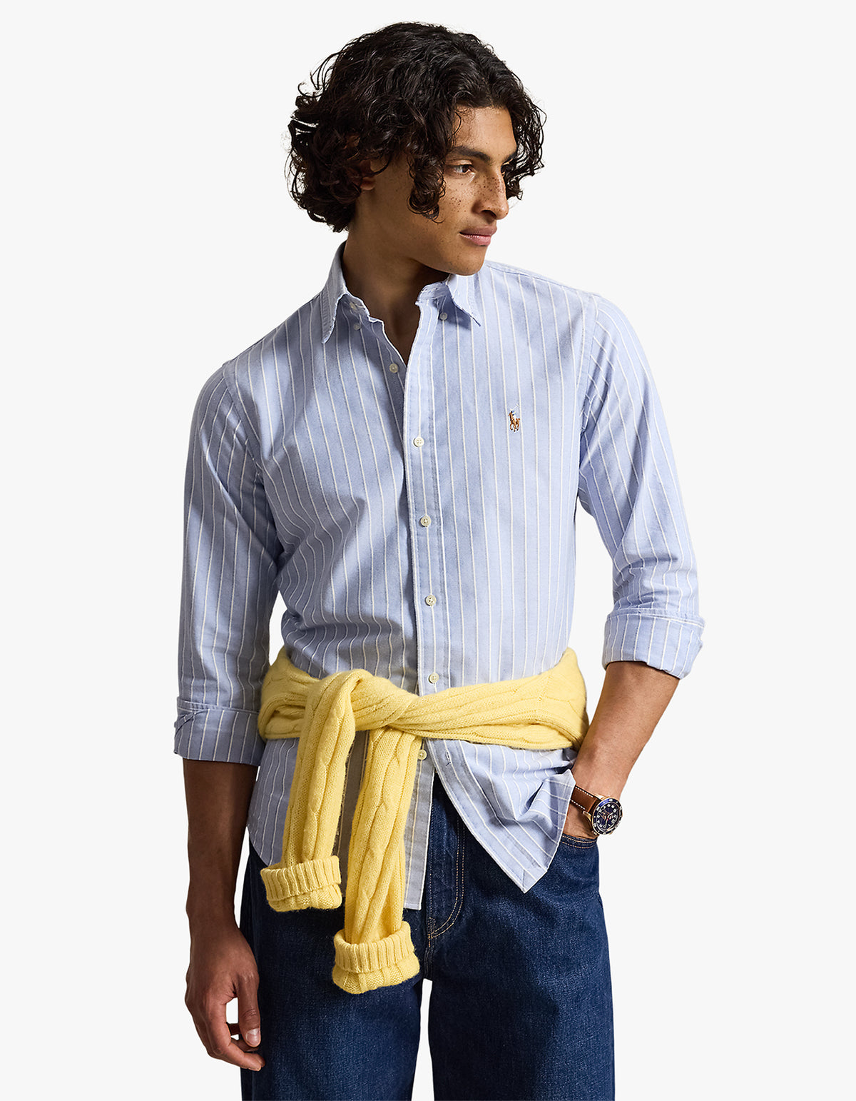 Custom Fit Striped Oxford Shirt - 6832A Blue Multi