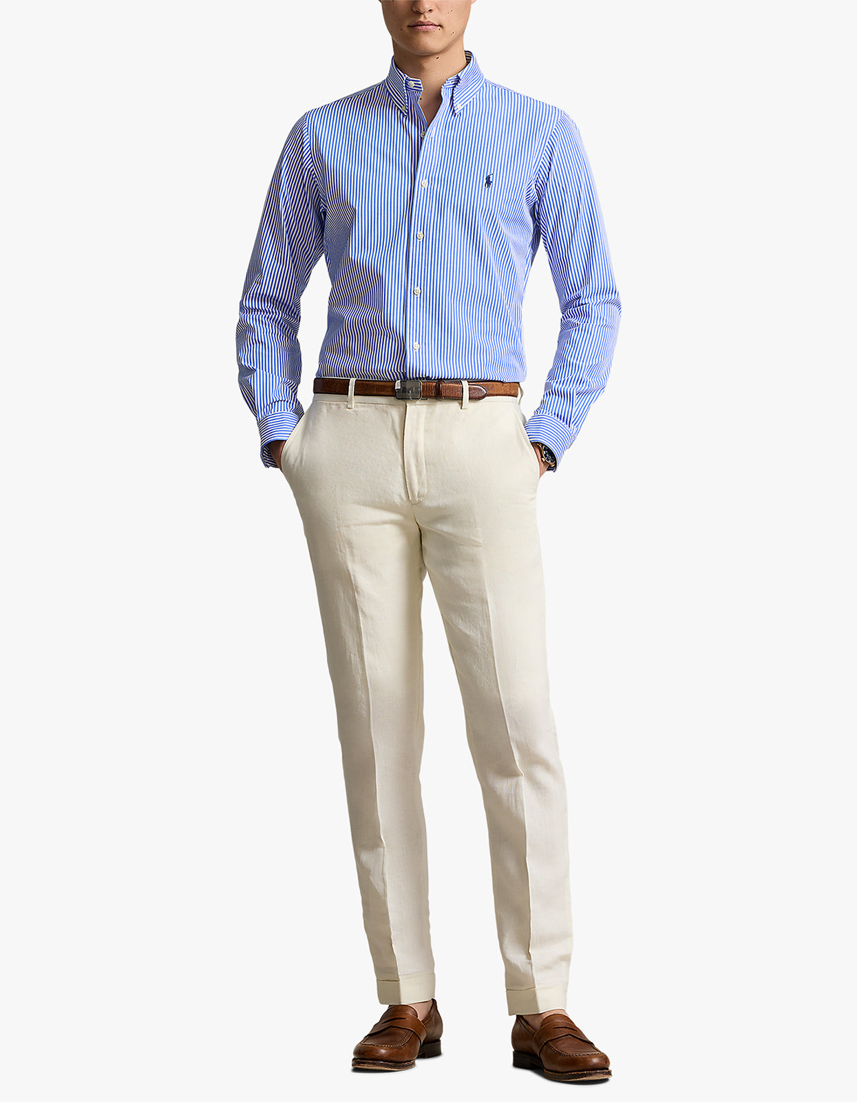 Long Sleeve Sport Shirt - 4655H Light Blue/White