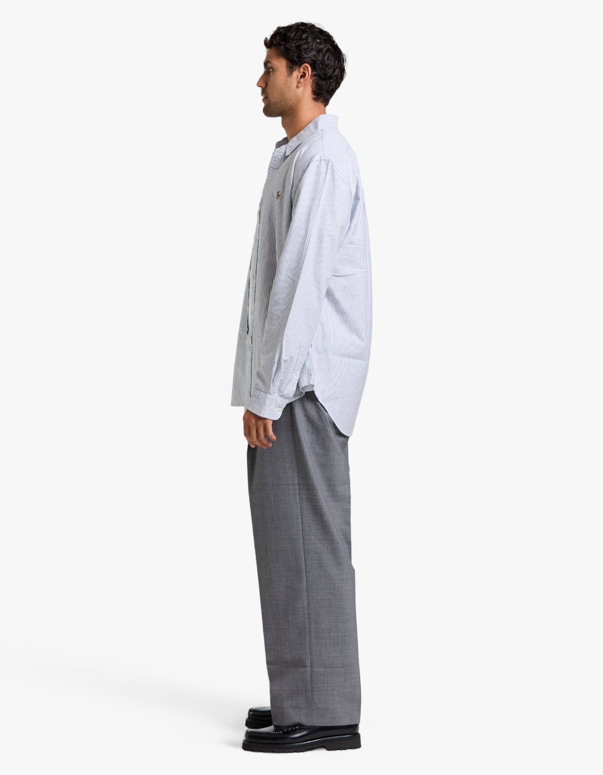 Custom Fit Striped Oxford Shirt - 6636O Slate/White