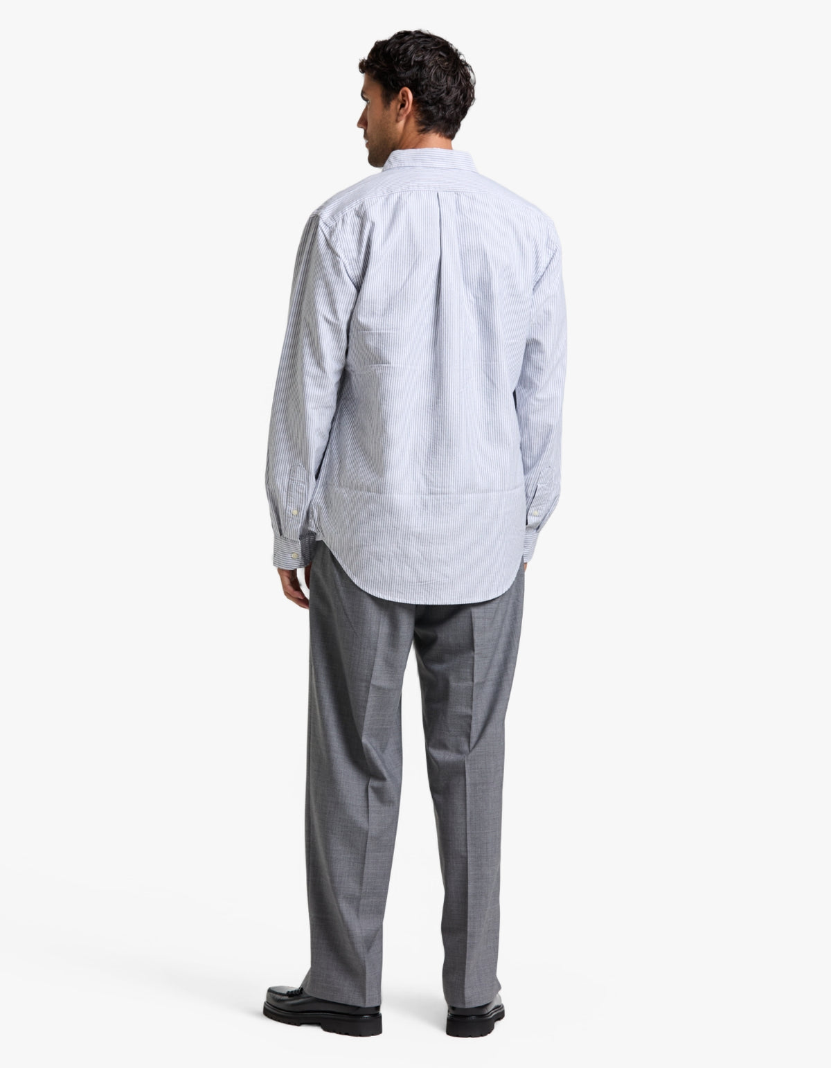 Custom Fit Striped Oxford Shirt - 6636O Slate/White
