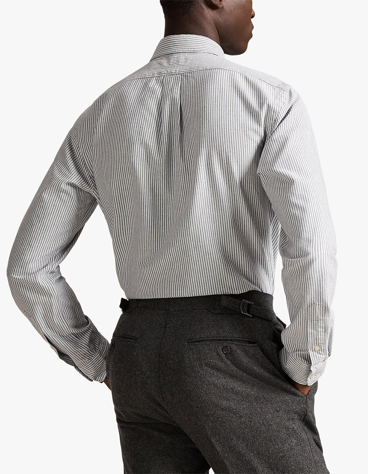 Custom Fit Striped Oxford Shirt - 6636O Slate/White