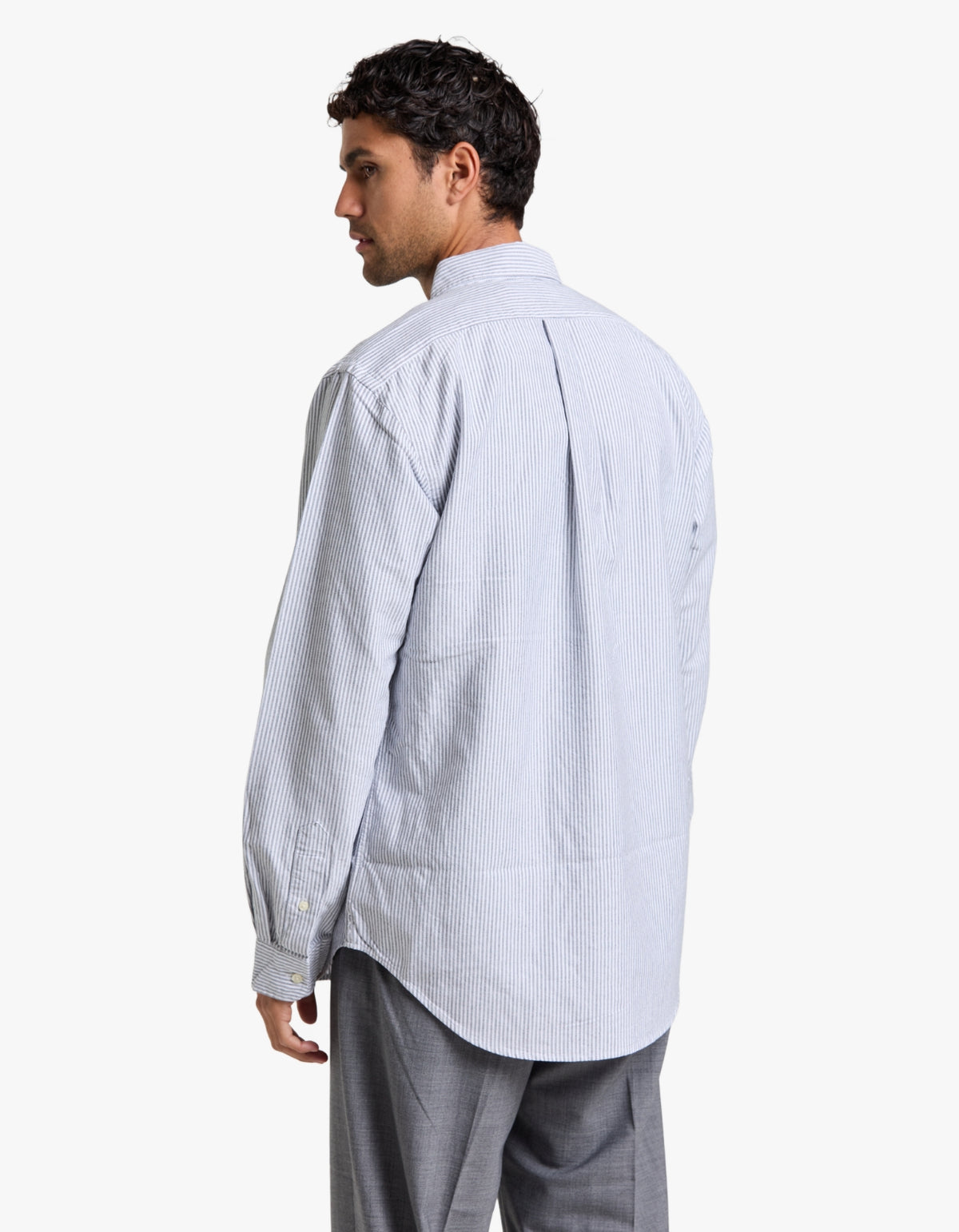 Custom Fit Striped Oxford Shirt - 6636O Slate/White