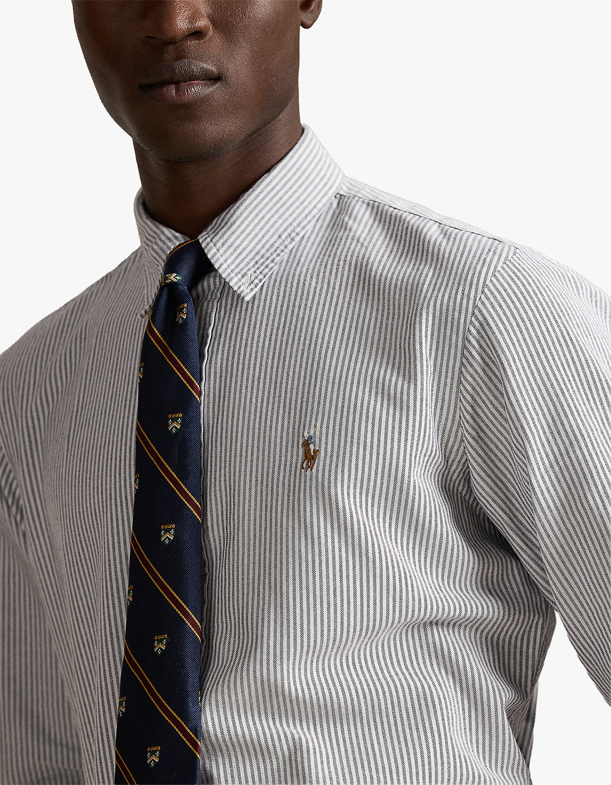 Custom Fit Striped Oxford Shirt - 6636O Slate/White