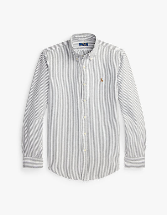 Custom Fit Striped Oxford Shirt - 6636O Slate/White