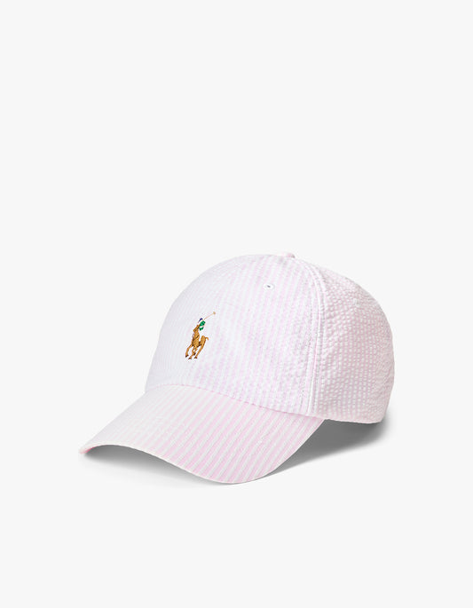 Seersucker Ball Cap - Carmel Pink Seersucker