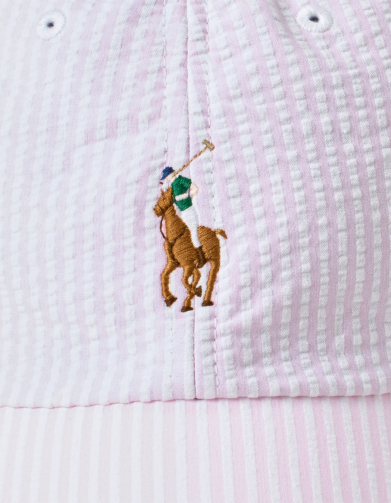 Seersucker Ball Cap - Carmel Pink Seersucker