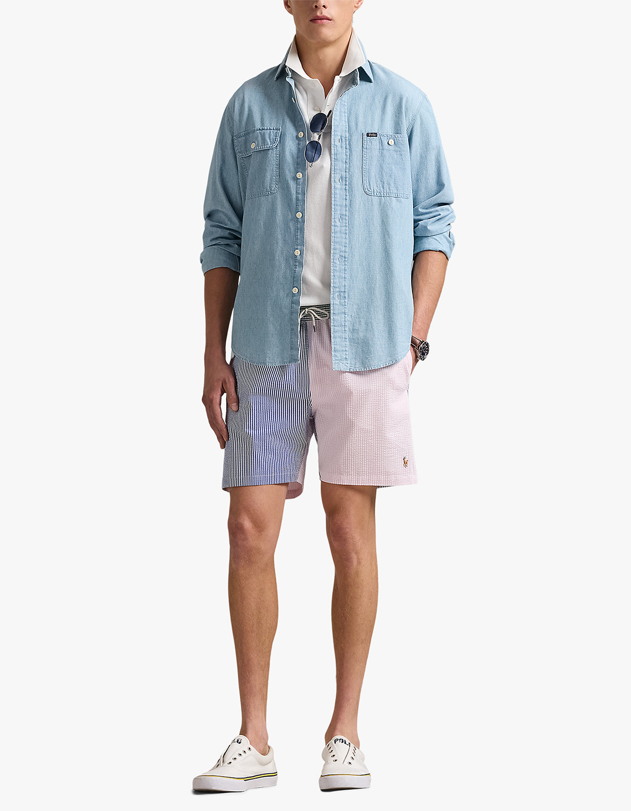 5.75 Inch Traveler Classic Swim Trunk - Seersucker Preppy Funshort