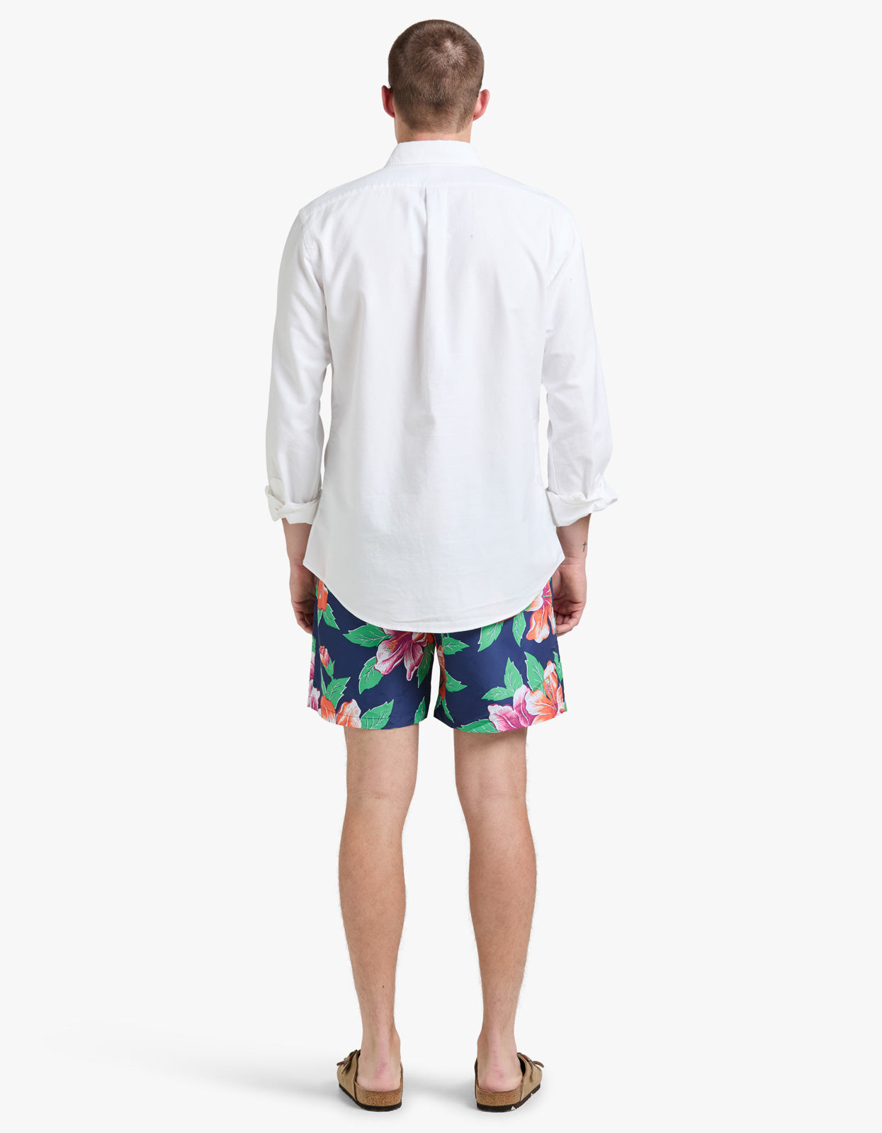 5.75 Inch Traveler Classic Swim Trunk - Iconic Hibiscus Navy