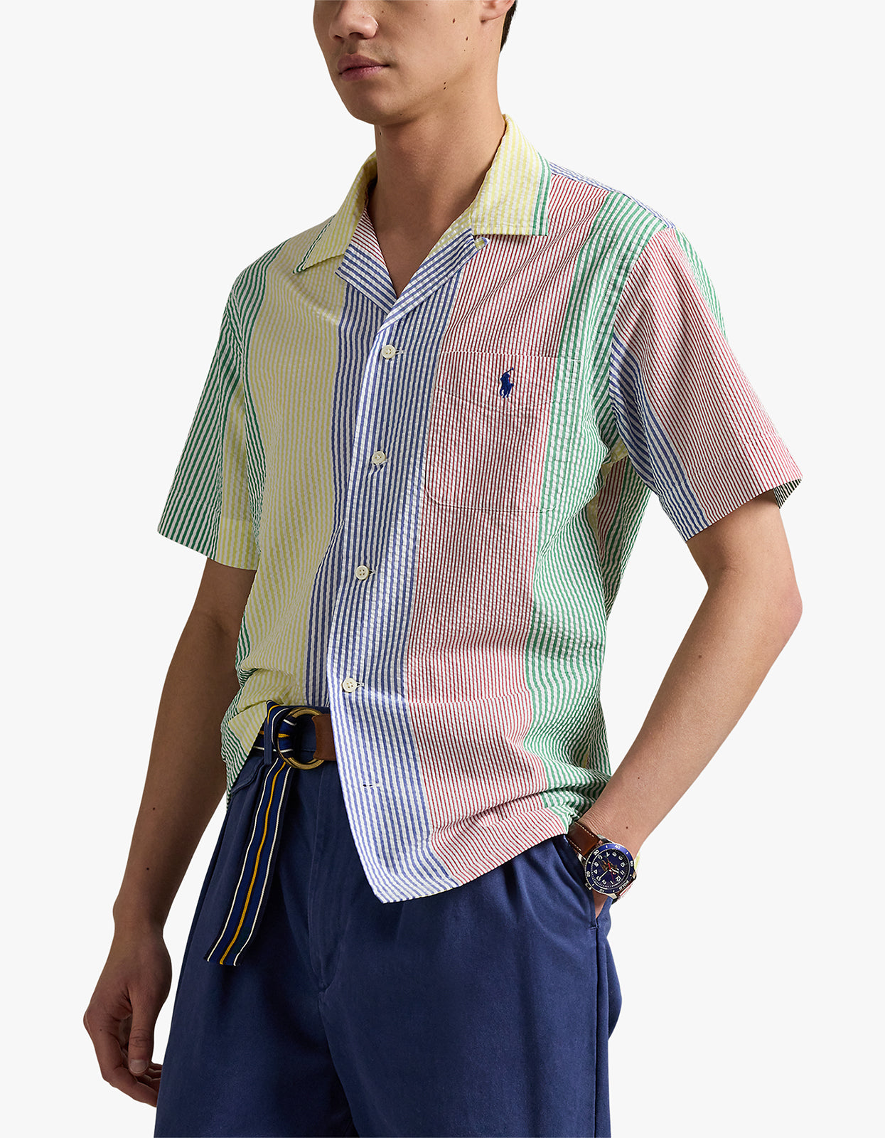 Classic Fit Striped Seersucker Shirt - 5011 Multi Stripe