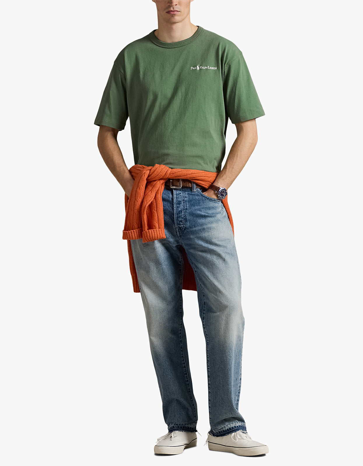 Short Sleeve Chest Script T Shirt - Fatigue