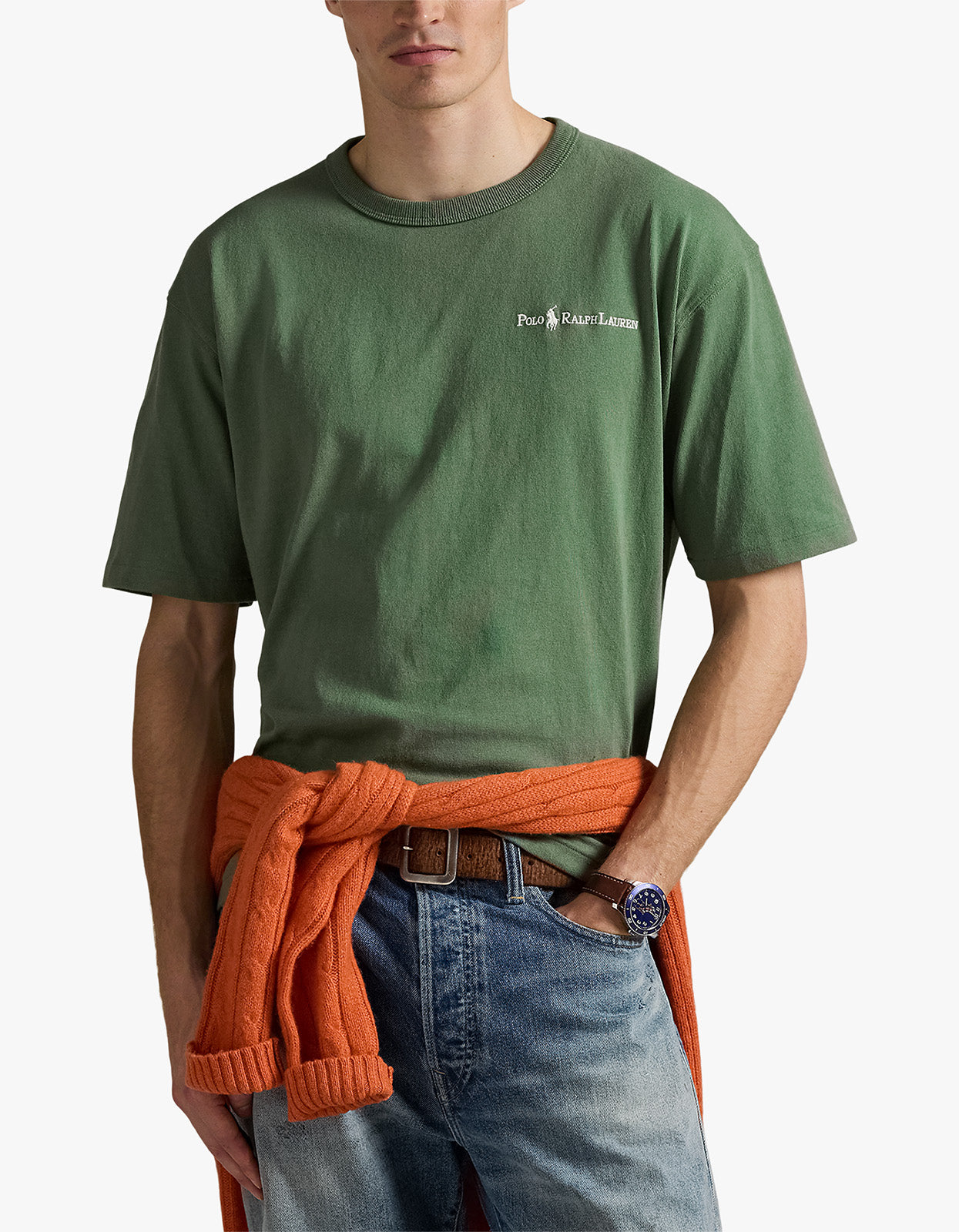 Short Sleeve Chest Script T Shirt - Fatigue