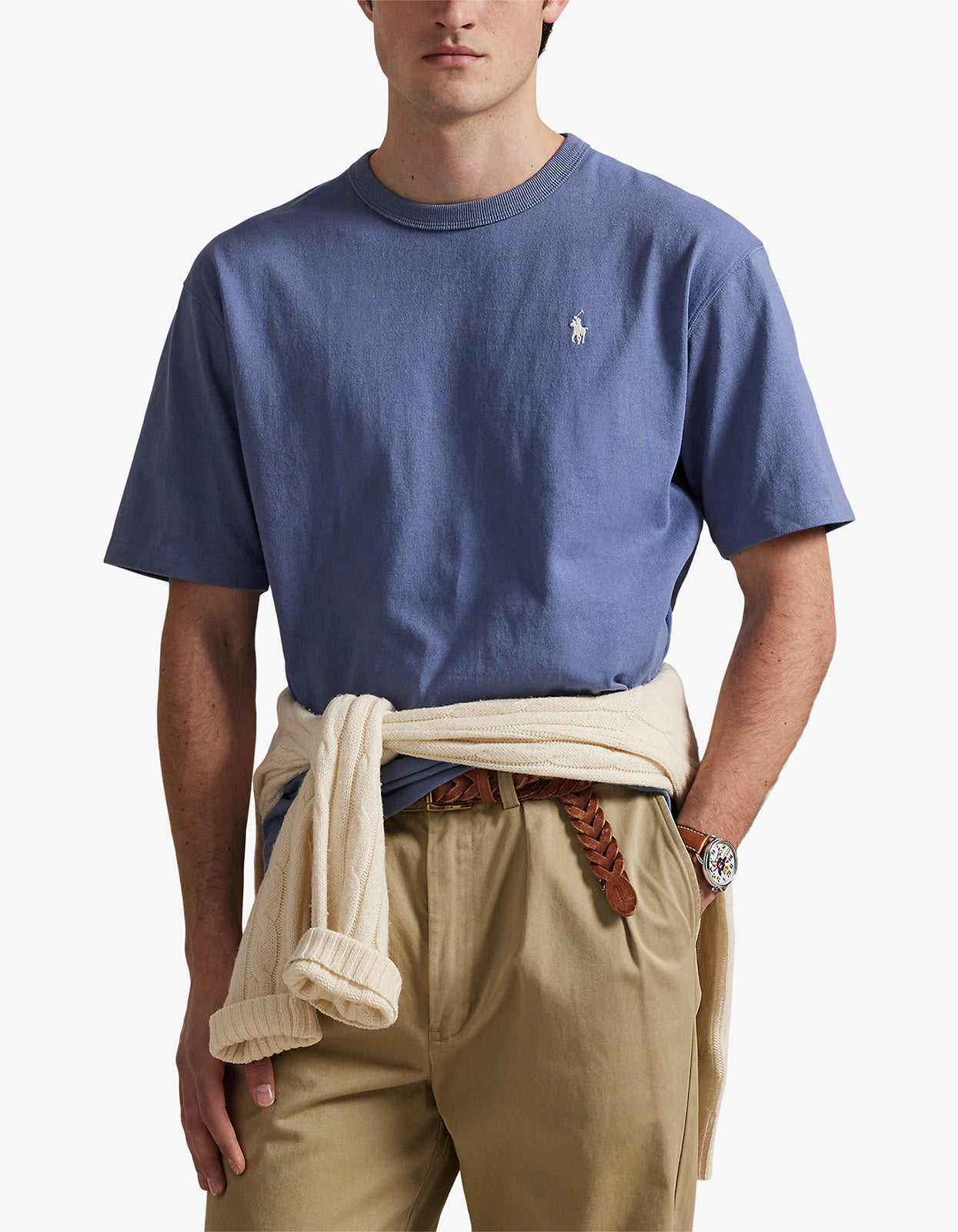 Short Sleeve Back Script T Shirt - Capri Blue