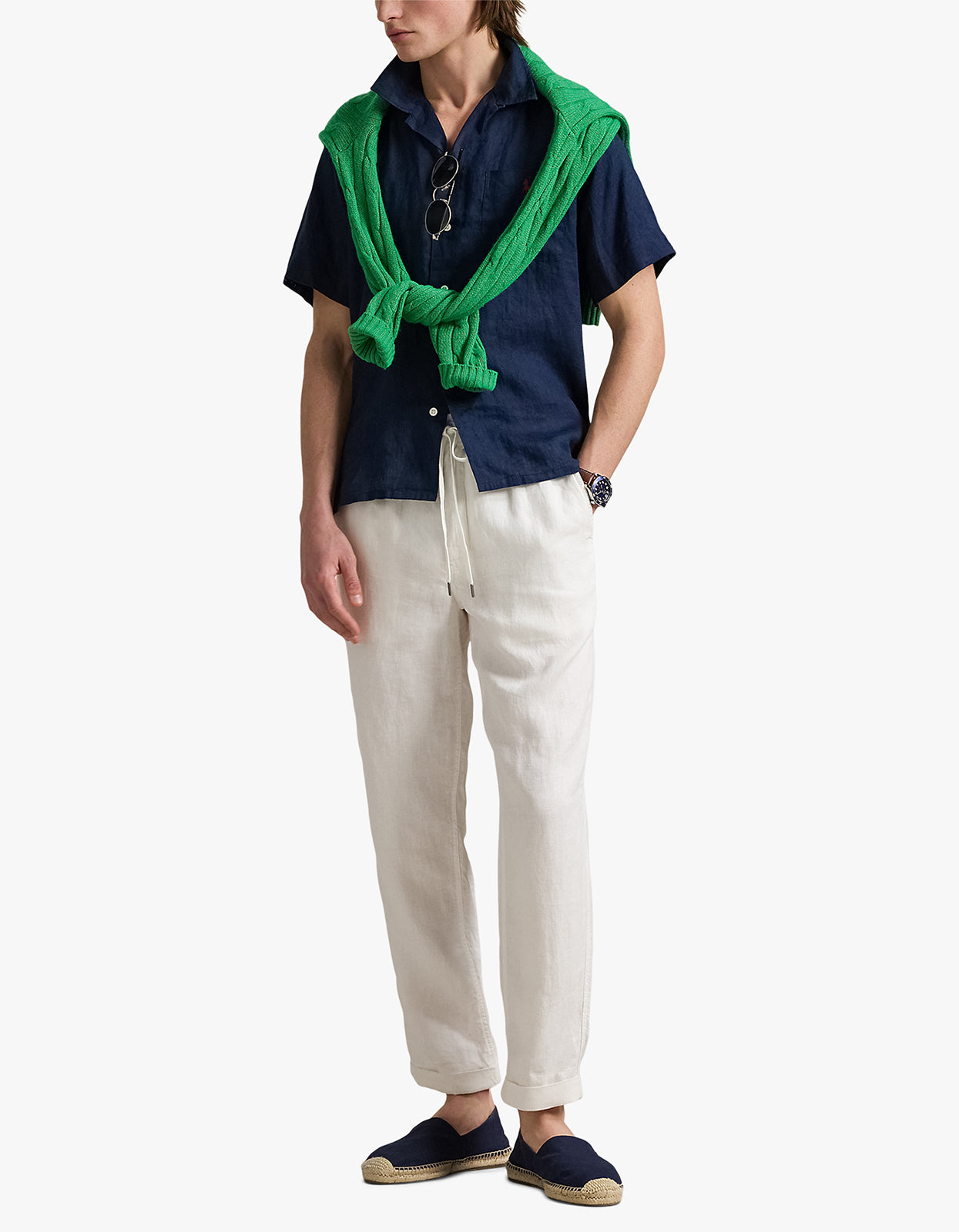 Classic Fit Linen Camp Shirt - Newport Navy