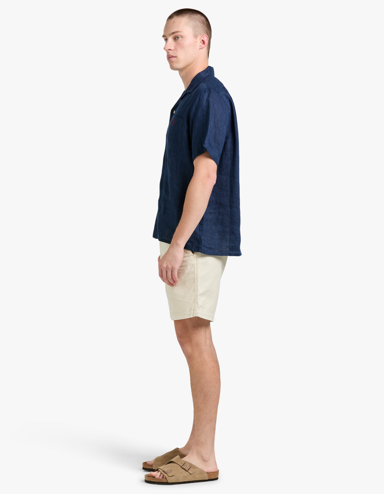 Classic Fit Linen Camp Shirt - Newport Navy