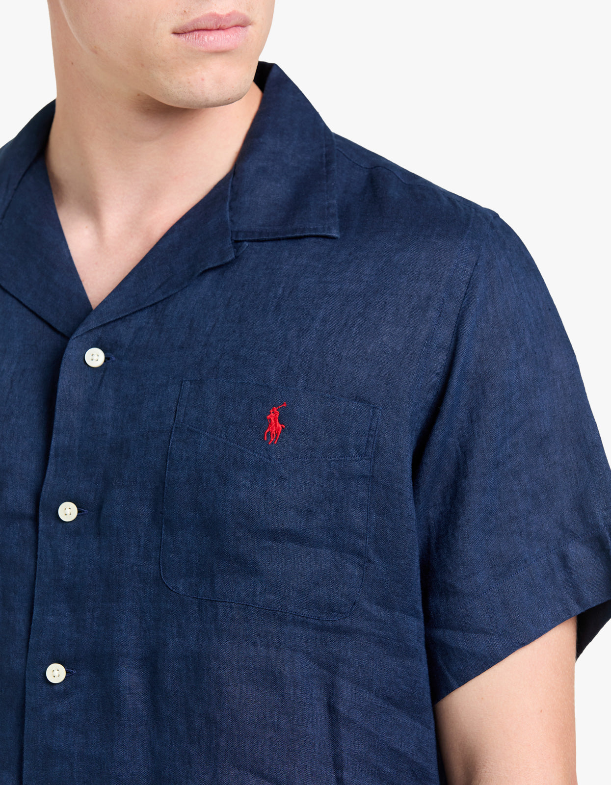 Classic Fit Linen Camp Shirt - Newport Navy