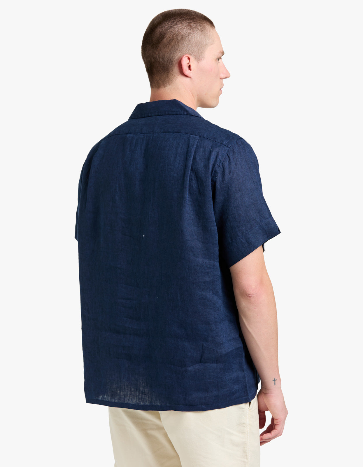 Classic Fit Linen Camp Shirt - Newport Navy