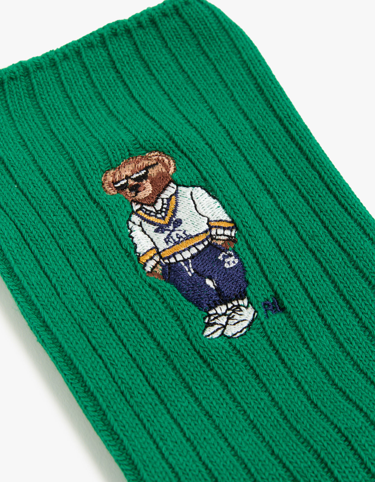 Mens Embroidered Bear Socks 3 Pair Box - Red/Green/Navy