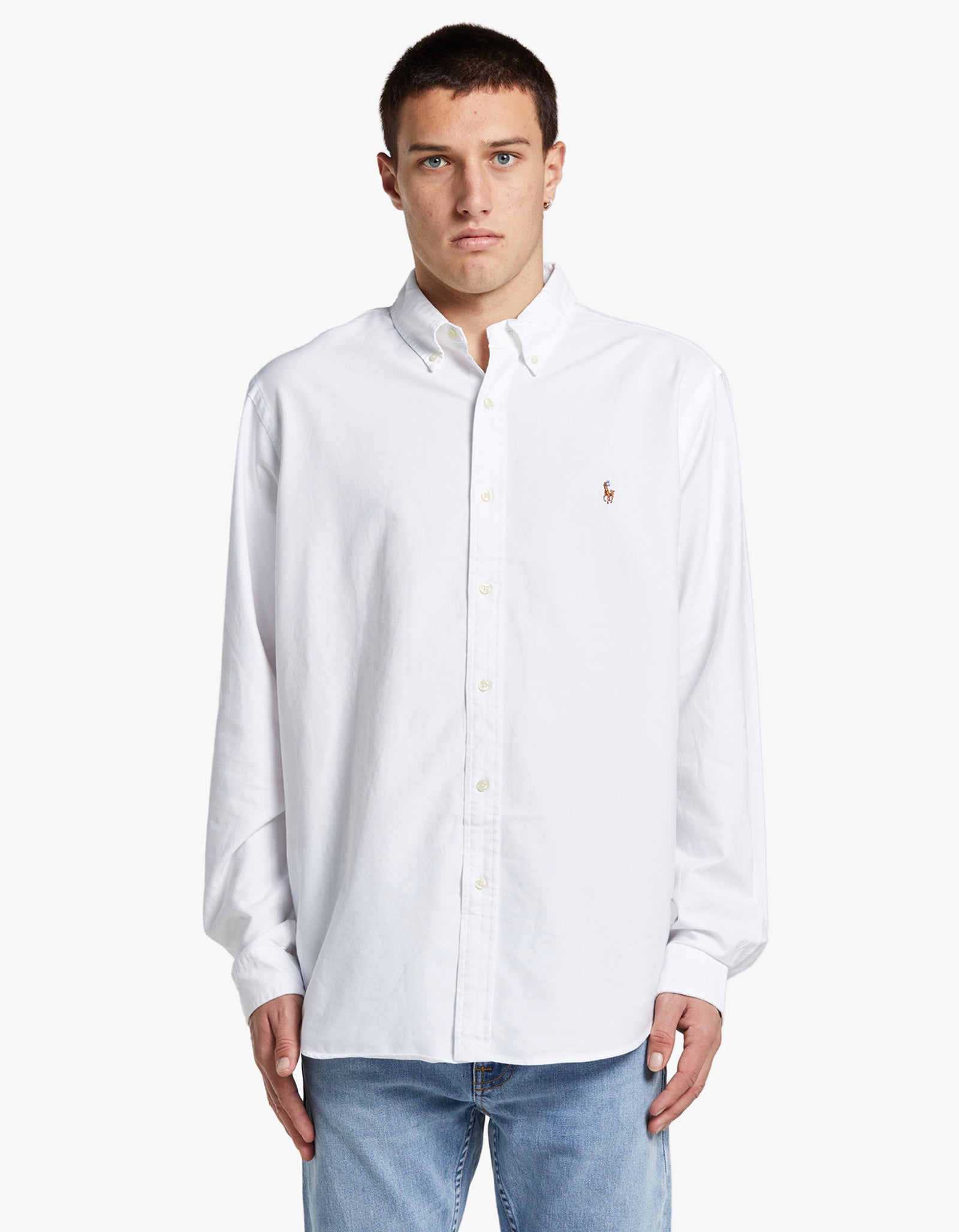 Ralph lauren white button on sale up