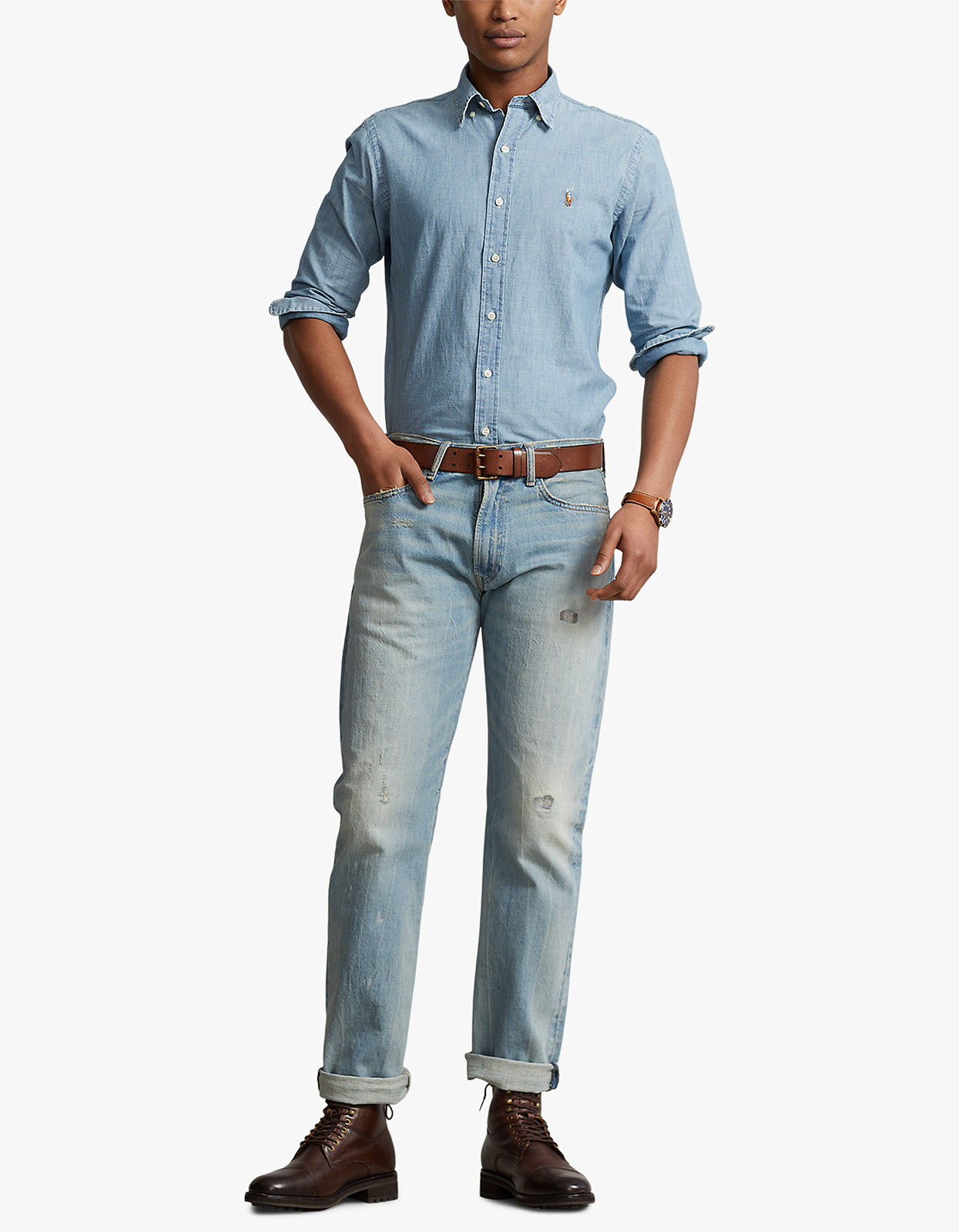 Custom Fit Chambray Shirt - Chambray