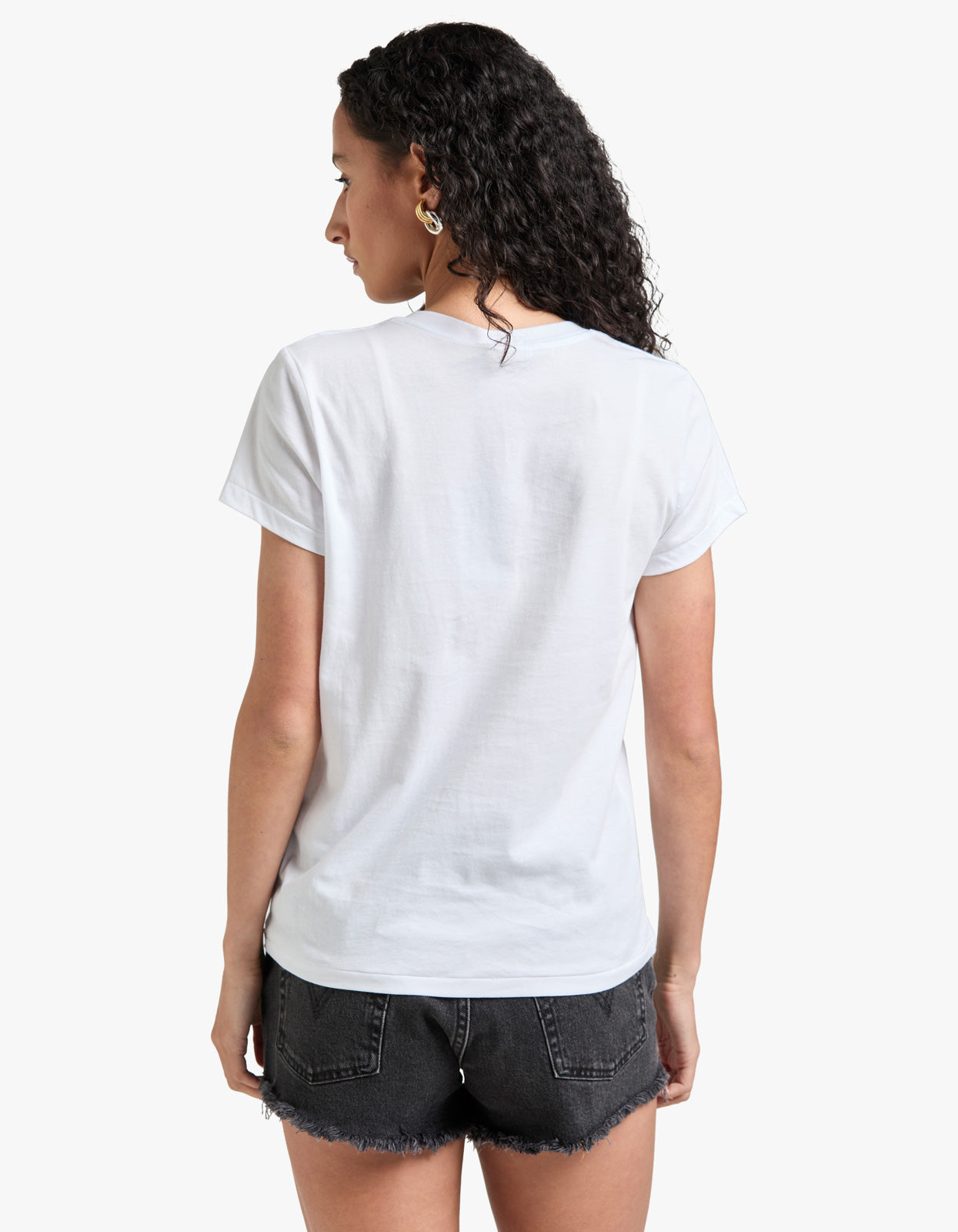 V Neck Short Sleeve T-Shirt - White