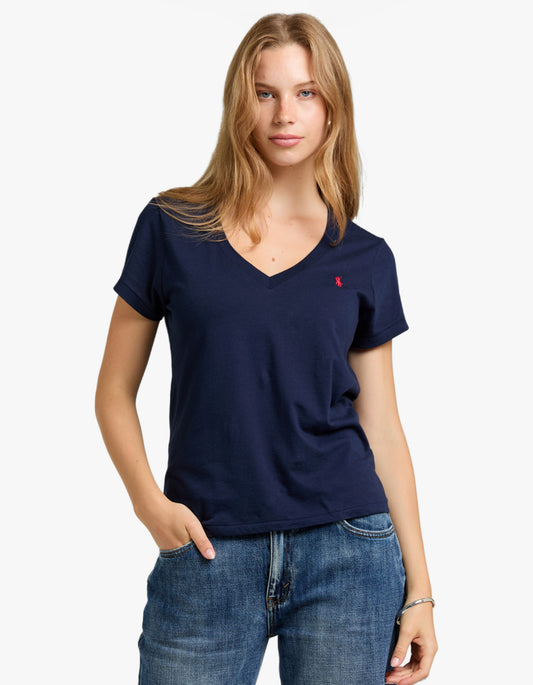 V Neck Short Sleeve T-Shirt - Cruise Navy