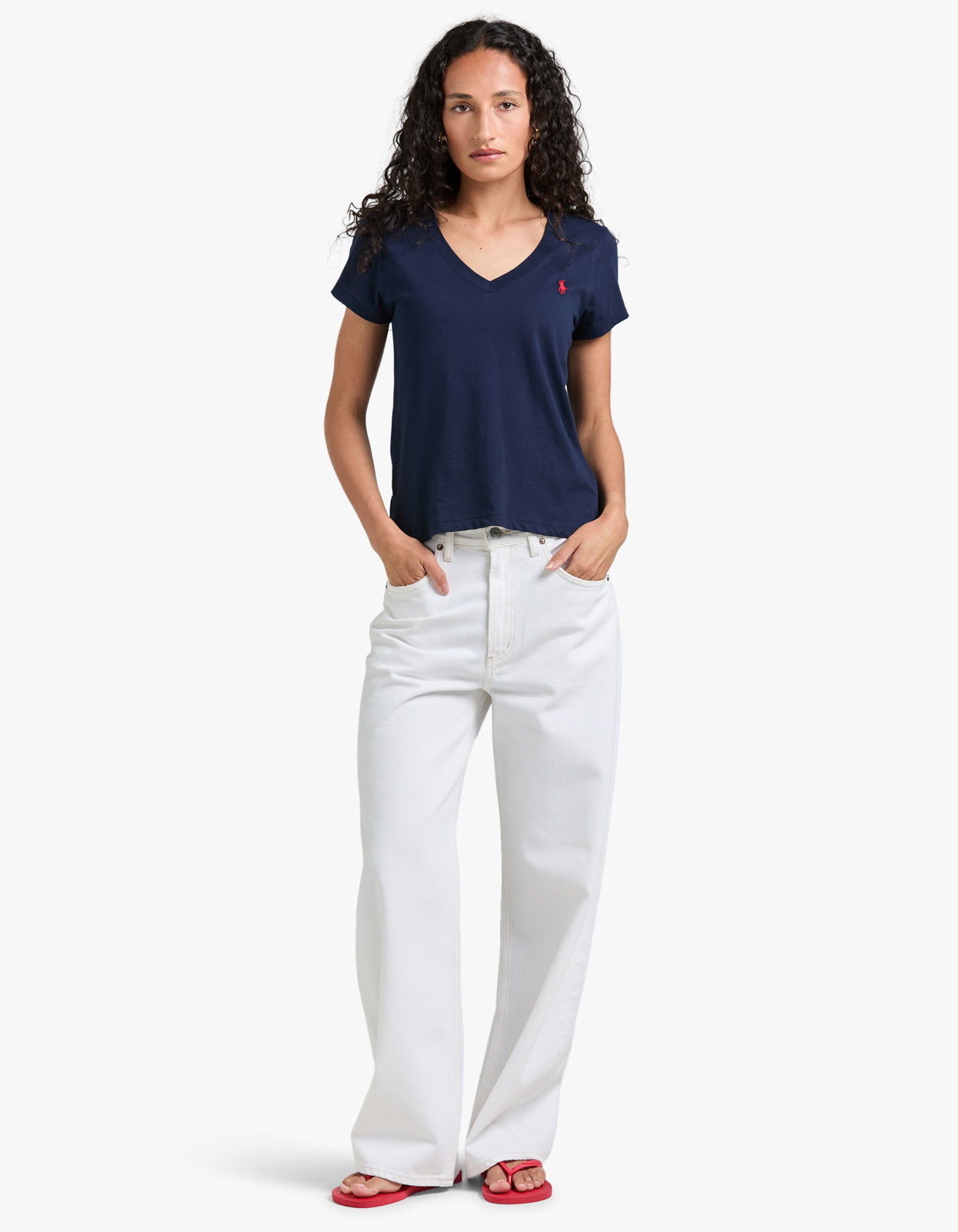 V Neck Short Sleeve T-Shirt - Cruise Navy