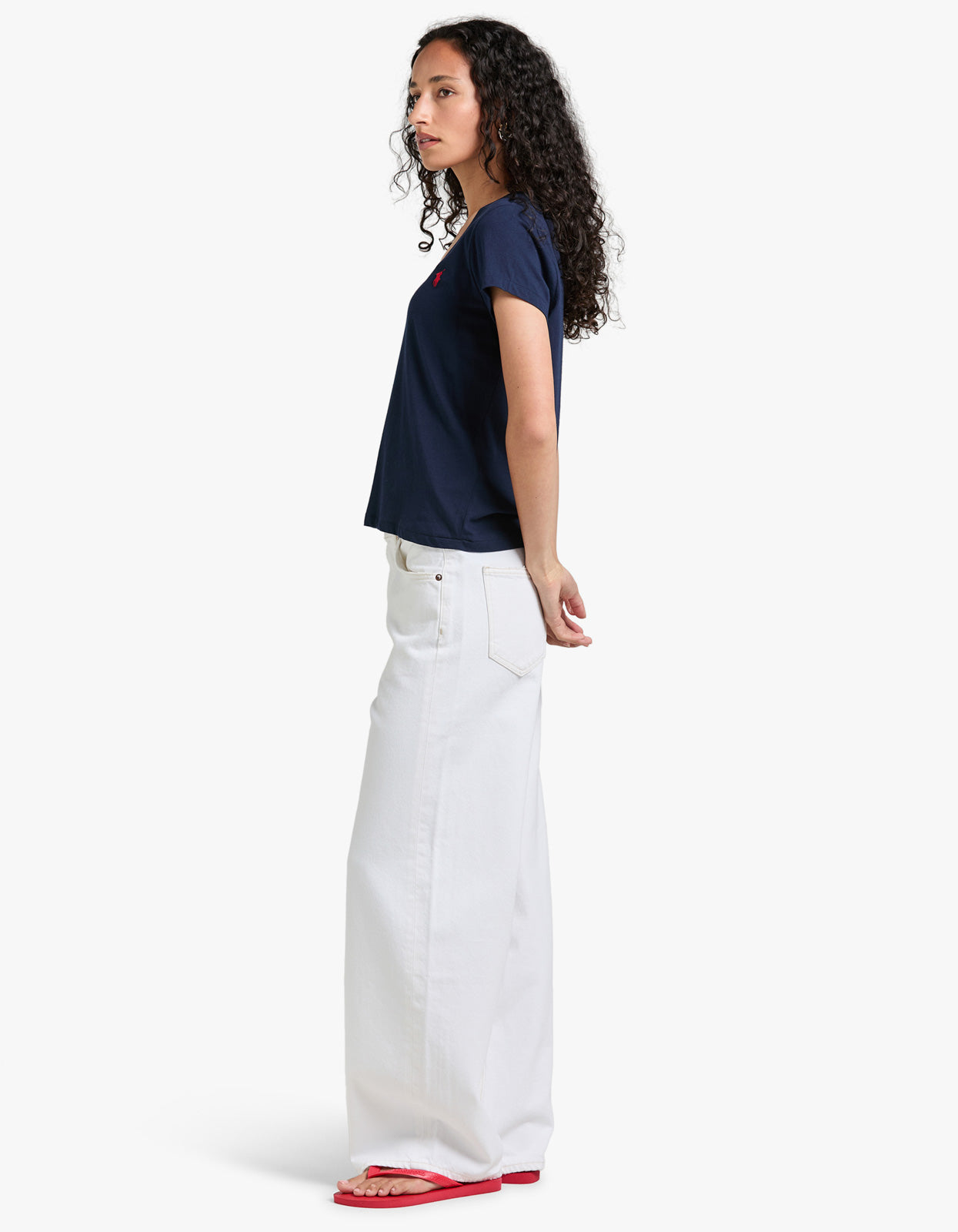 V Neck Short Sleeve T-Shirt - Cruise Navy