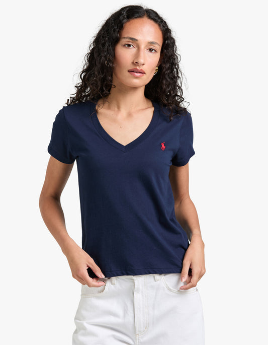 V Neck Short Sleeve T-Shirt - Cruise Navy
