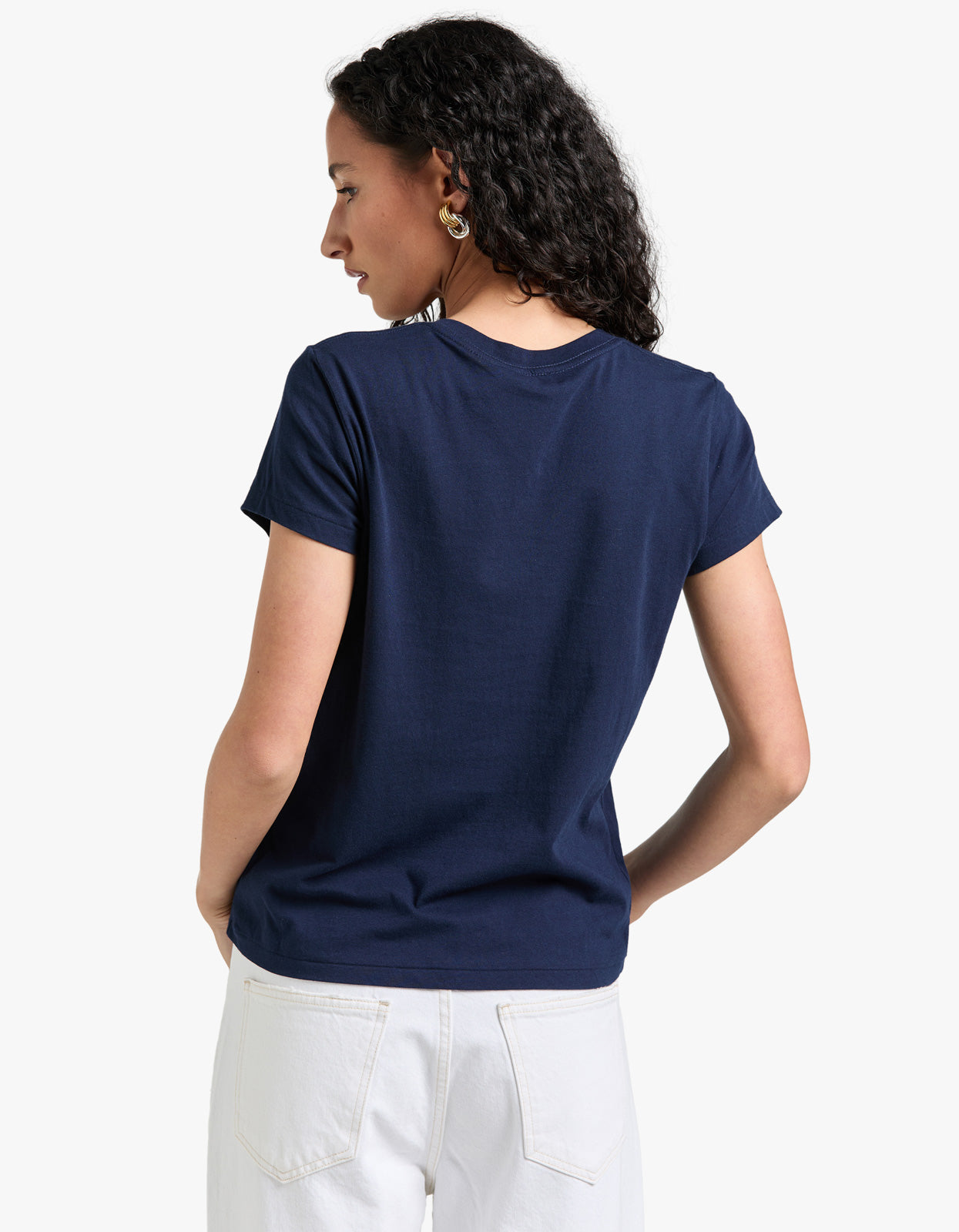 V Neck Short Sleeve T-Shirt - Cruise Navy
