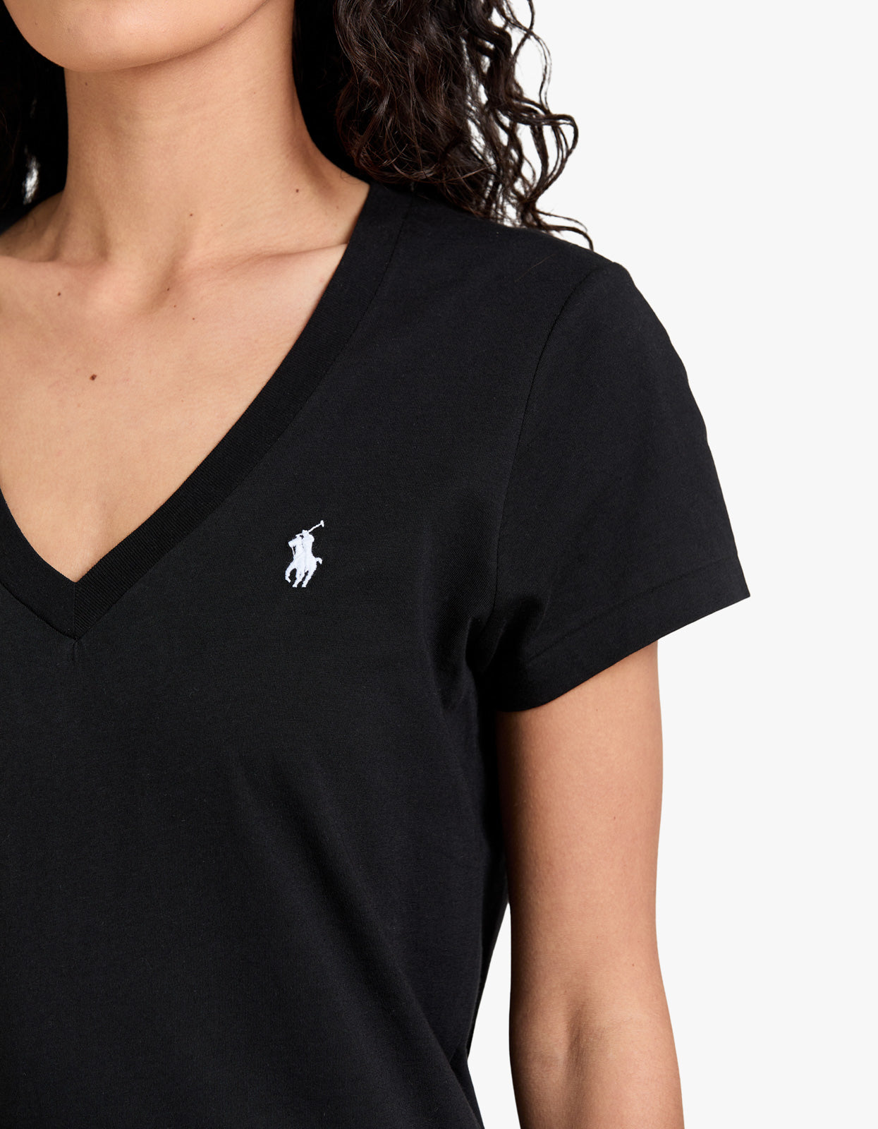 V Neck Short Sleeve T-Shirt - Black