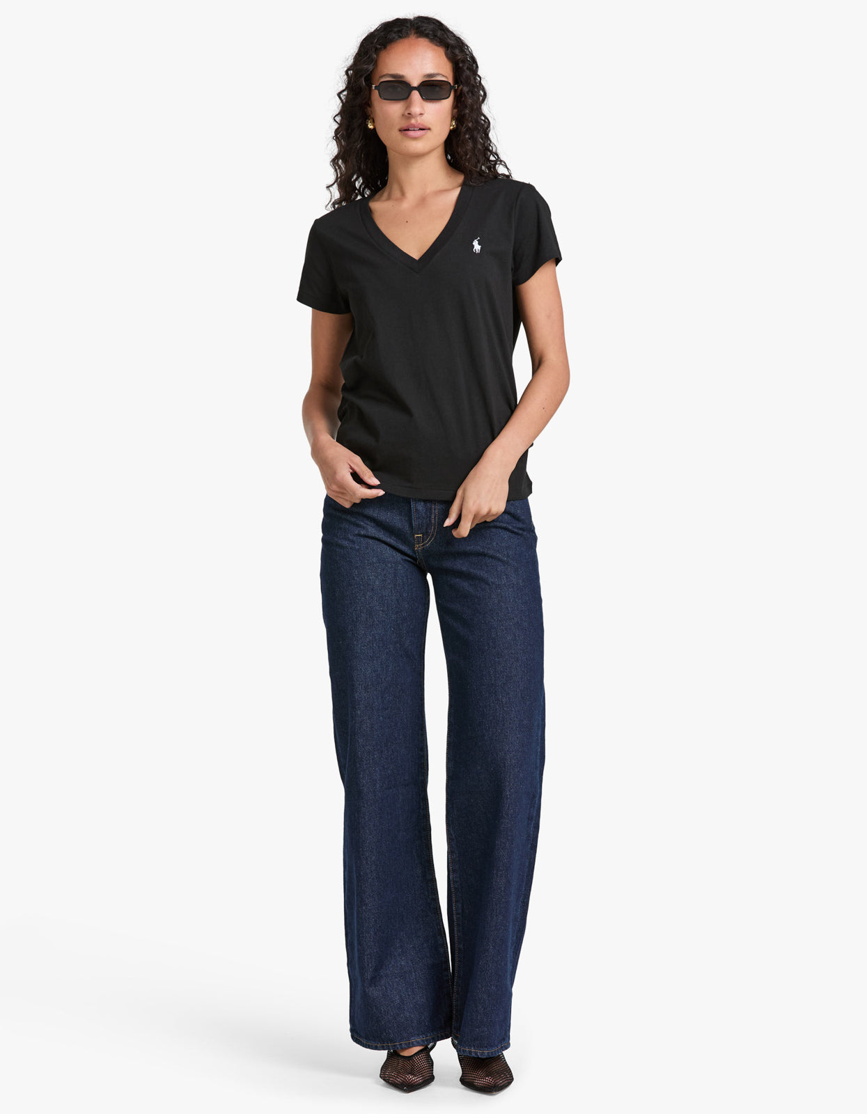 V Neck Short Sleeve T-Shirt Black – Superette - Main Image