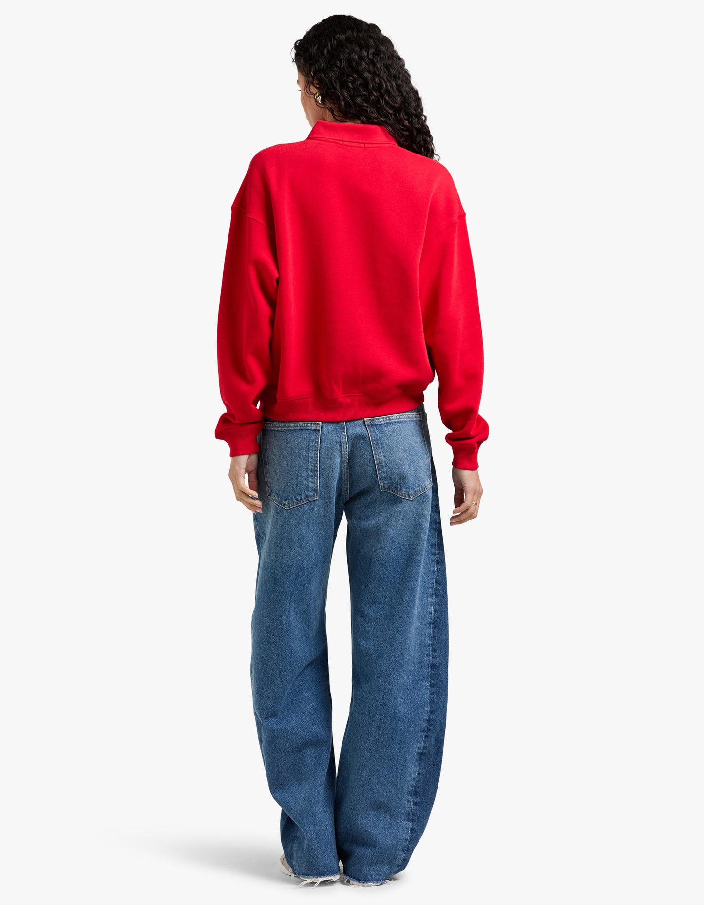 Polo Collar Fleece Pullover - Red