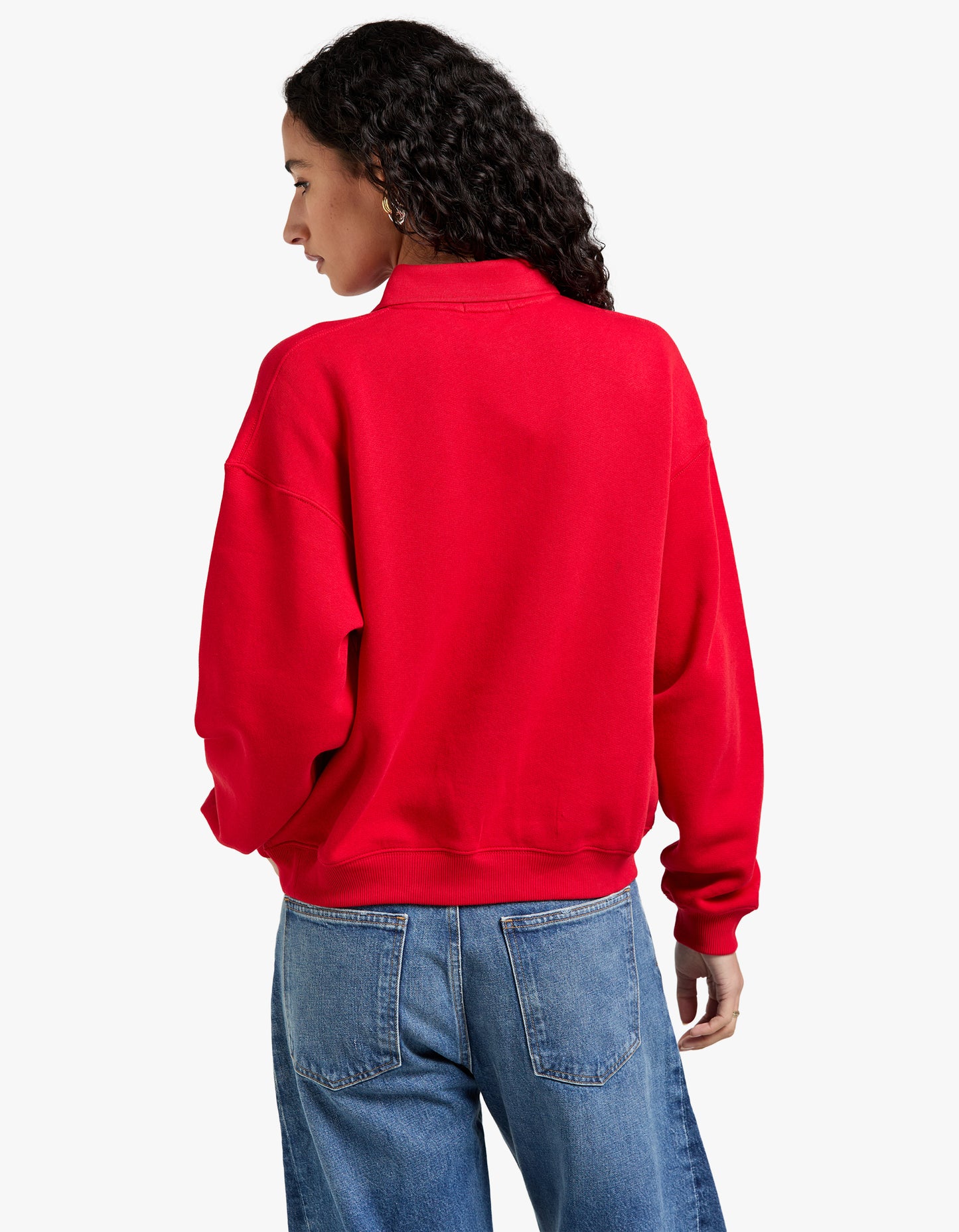 Polo Collar Fleece Pullover - Red
