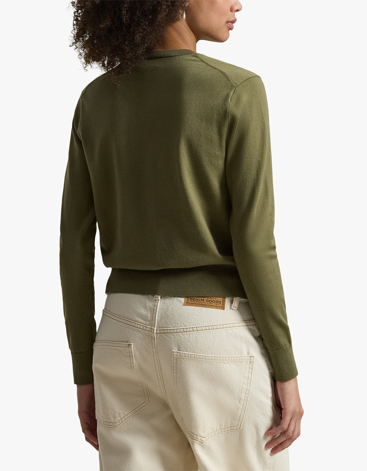 Stretch Cotton Blend Cardigan - Willow Green