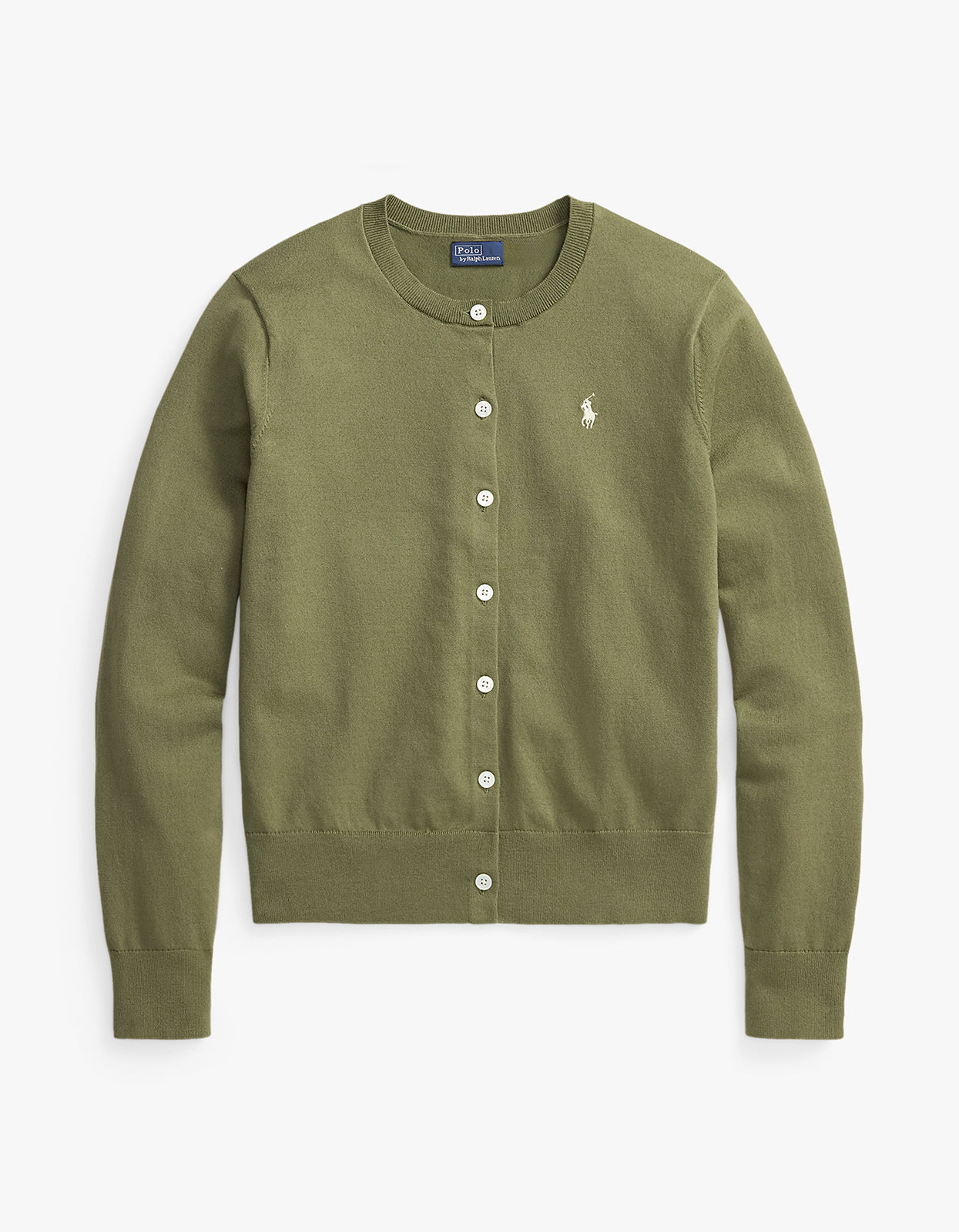 Stretch Cotton Blend Cardigan - Willow Green