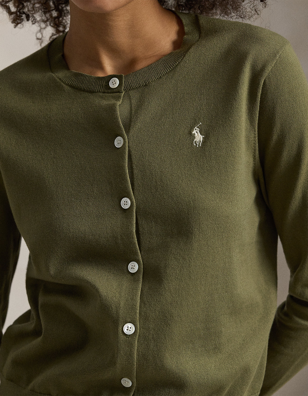 Stretch Cotton Blend Cardigan - Willow Green