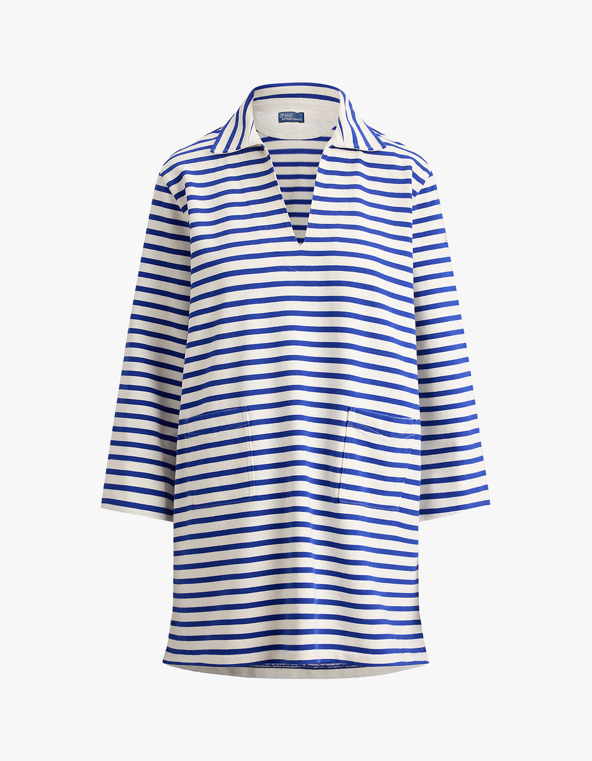 Striped Cotton Dress - Deckwash White/Brilliant Sapph