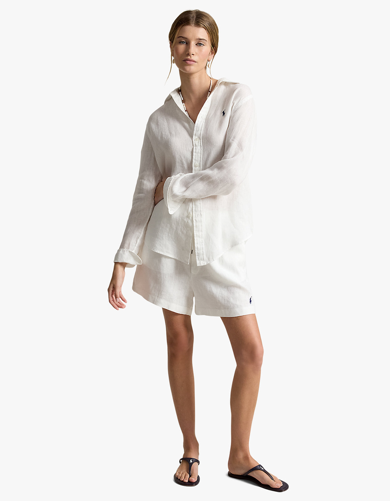 Linen Drawstring Short - White