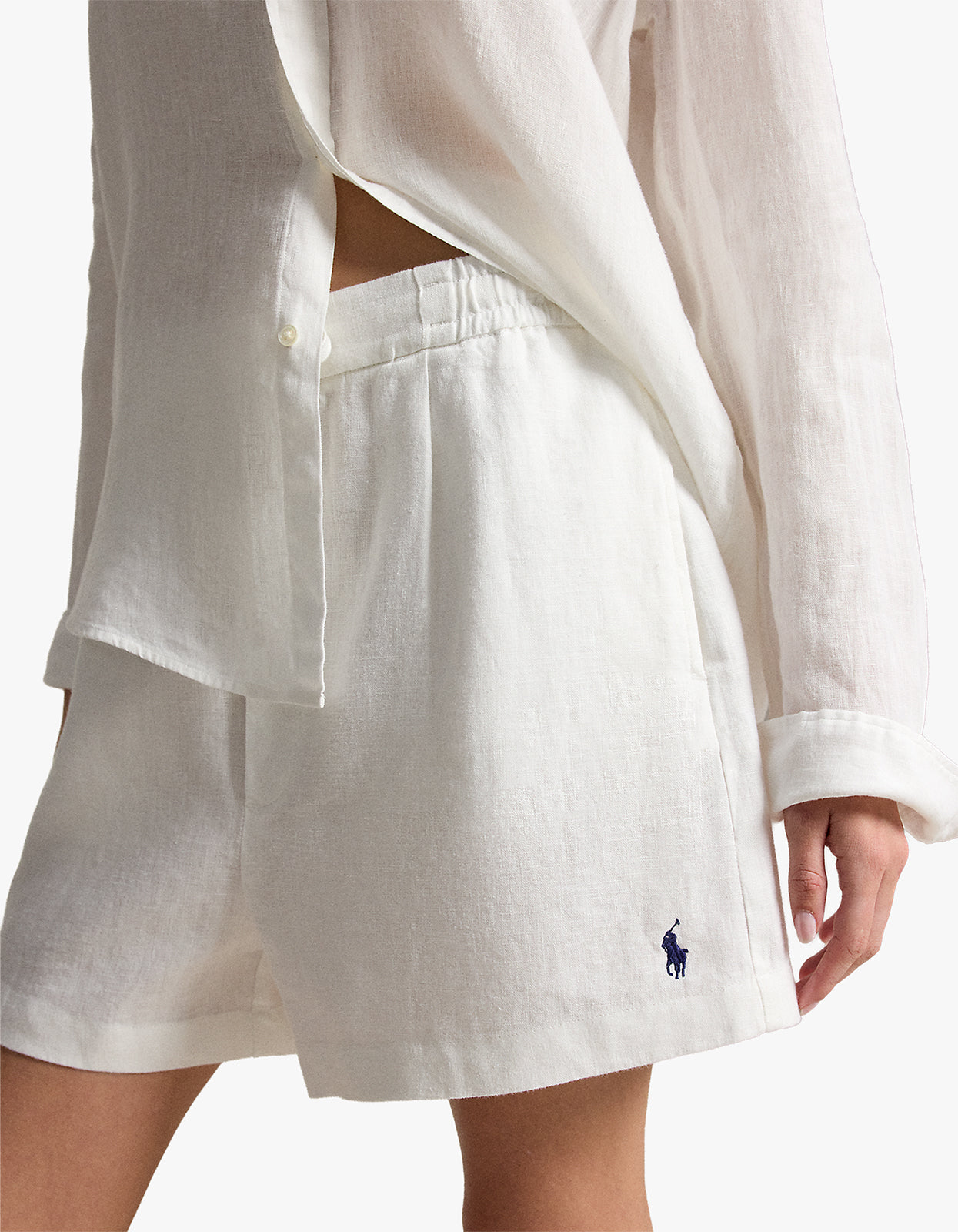 Linen Drawstring Short - White