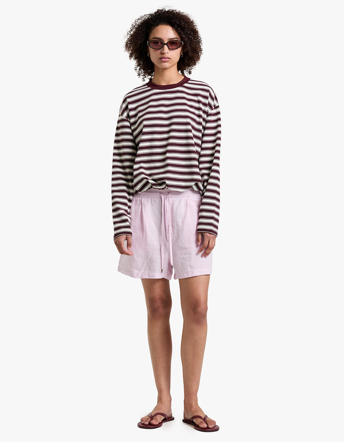 Linen Drawstring Short - Carmel Pink