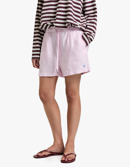 Linen Drawstring Short - Carmel Pink