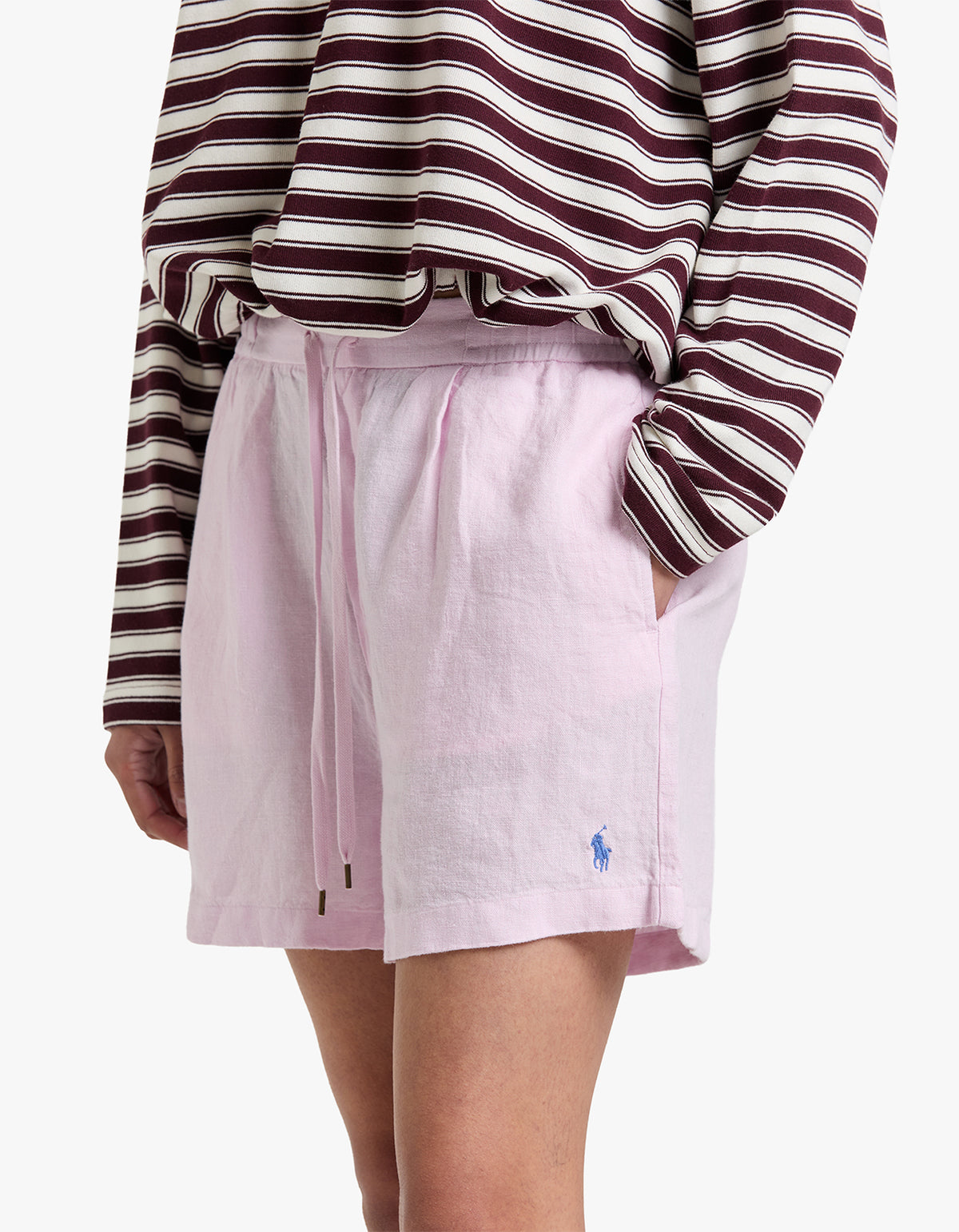 Linen Drawstring Short - Carmel Pink