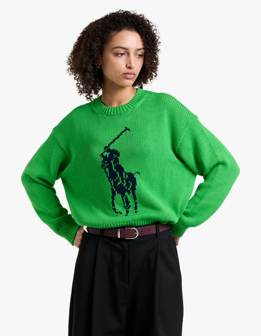 Big Pony Cotton Crewneck Sweater - Palm Green