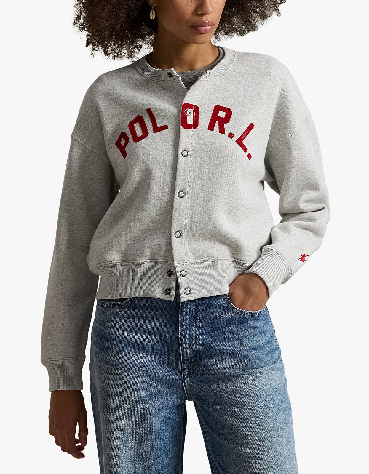 Logo Fleece Cardigan - Light Smoke Heather
